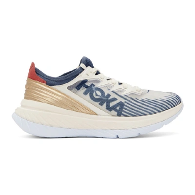 Shop Hoka One One Off-white And Blue Carbon X-spe Sneakers In Tofu/white