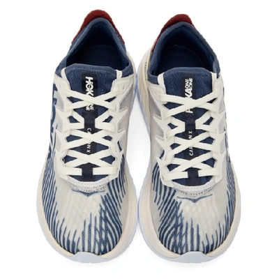 Shop Hoka One One Off-white And Blue Carbon X-spe Sneakers In Tofu/white