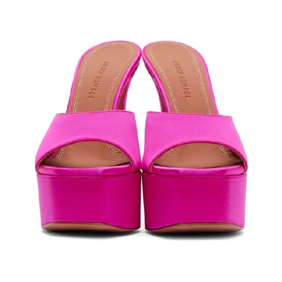 Shop Amina Muaddi Pink Dalida Heeled Sandals In 120 Fushia