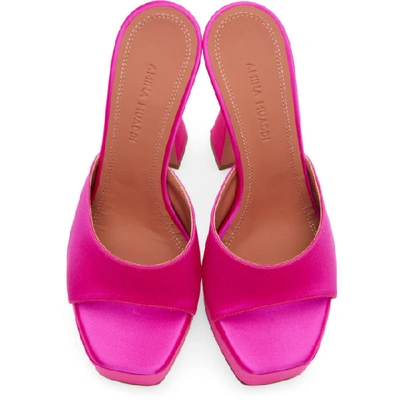 Shop Amina Muaddi Pink Dalida Heeled Sandals In 120 Fushia