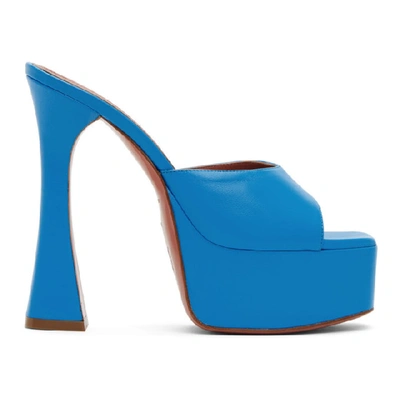 Shop Amina Muaddi Blue Dalida Heeled Sandals In Klein Blue
