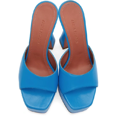 Shop Amina Muaddi Blue Dalida Heeled Sandals In Klein Blue
