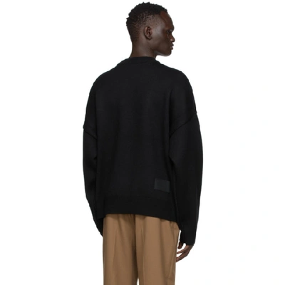Shop We11 Done We11done Black Jacquard Logo Sweater
