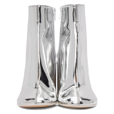 Shop Mm6 Maison Margiela Silver Metallic Open Slit Ankle Boots In H0535 Silve
