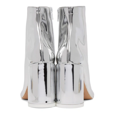 Shop Mm6 Maison Margiela Silver Metallic Open Slit Ankle Boots In H0535 Silve