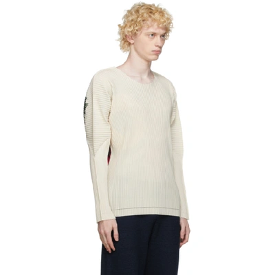 Shop Issey Miyake Homme Plisse  Off-white A-poc Print Long Sleeve T-shirt In 03 Ivory