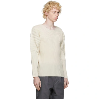Shop Issey Miyake Homme Plisse  Off-white A-poc Long Sleeve T-shirt In 03 Ivory