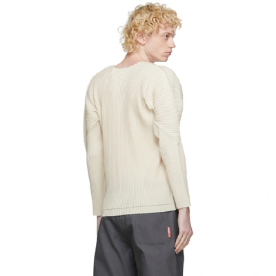 Shop Issey Miyake Homme Plisse  Off-white A-poc Long Sleeve T-shirt In 03 Ivory
