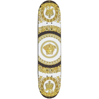 Shop Versace White And Gold Vintage Logo Skateboard In Z7011 Black