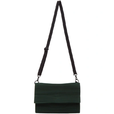 Shop Issey Miyake Homme Plisse  Green Pleated Flat Bag In 64 Drkgren