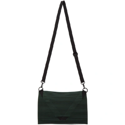 Shop Issey Miyake Homme Plisse  Green Pleated Flat Bag In 64 Drkgren