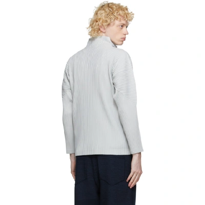 Shop Issey Miyake Homme Plisse  Grey Basic Zip-up Jacket In 11 Light Gr