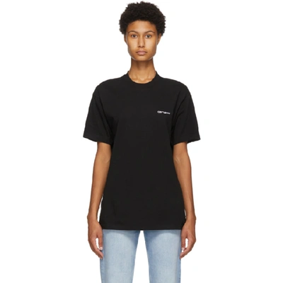 Shop Carhartt Black Script Embroidery T-shirt In Black/white