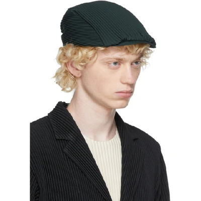 Shop Issey Miyake Homme Plisse  Green Pleats Hunting Cap In 62 Green