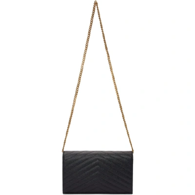 Shop Saint Laurent Black Monogramme Envelope Chain Wallet Bag In 1000 Black