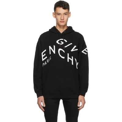 Shop Givenchy Black And White Refracted Logo Hoodie In 004-blkwht