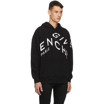 Shop Givenchy Black And White Refracted Logo Hoodie In 004-blkwht