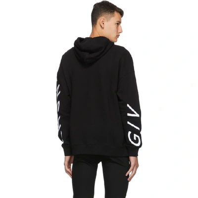 Shop Givenchy Black And White Refracted Logo Hoodie In 004-blkwht