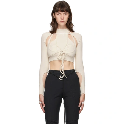 Shop Hyein Seo Off-white Asymmetric Cut-out Turtleneck In Ivory