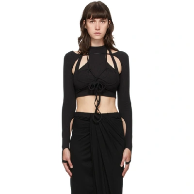 Shop Hyein Seo Black Asymmetric Cut-out Turtleneck