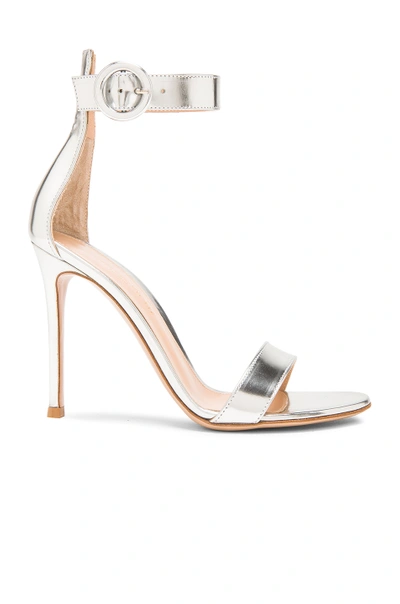 Shop Gianvito Rossi Metallic Leather Portofino Heels In Silver