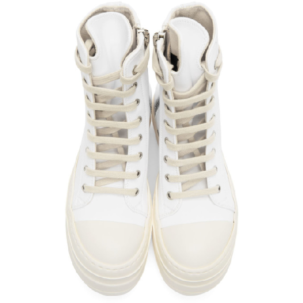 Rick Owens Drkshdw White Bumper Lace-up Sneakers In 11 Wh/wh | ModeSens