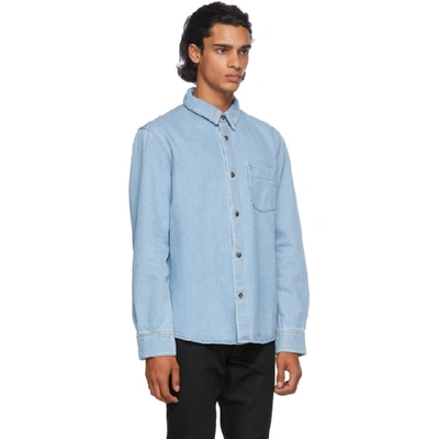 Shop Apc A.p.c. Blue Denim Victor Shirt In Iab Bleucla
