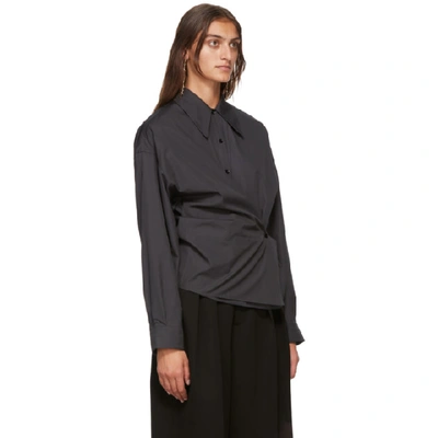 Shop Lemaire Grey Twisted Shirt In 968 Dark Gr