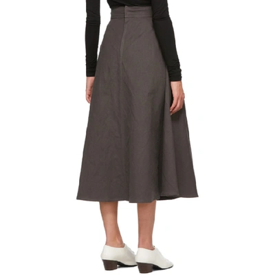 Shop Lemaire Grey Linen Trench Skirt In 959 Zinc