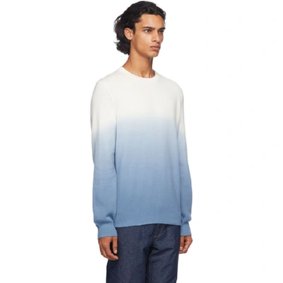 Shop Apc A.p.c. White And Blue Skyline Sweater In Iaa Bleu