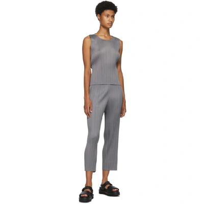 Shop Issey Miyake Pleats Please  Grey Basics Trousers In 12 Gray