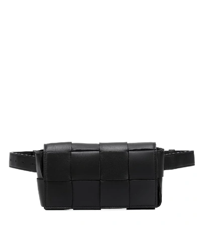 Shop Bottega Veneta Cassette Leather Belt Bag In Black