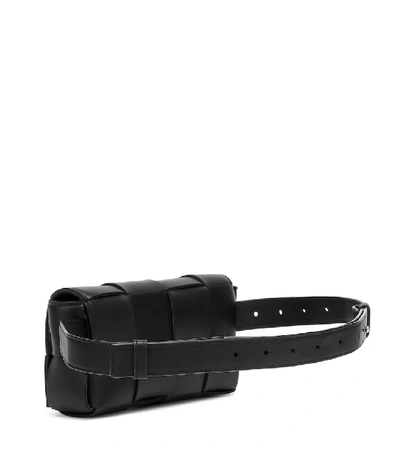 Shop Bottega Veneta Cassette Leather Belt Bag In Black