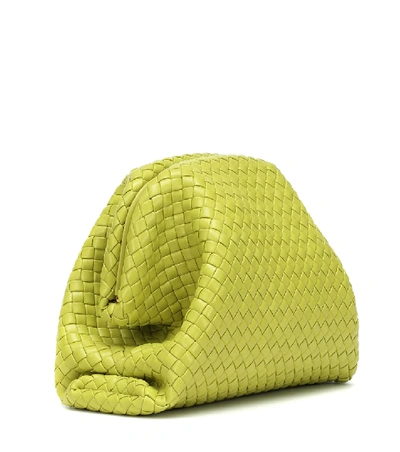 Shop Bottega Veneta Pouch Large Leather Clutch In Green