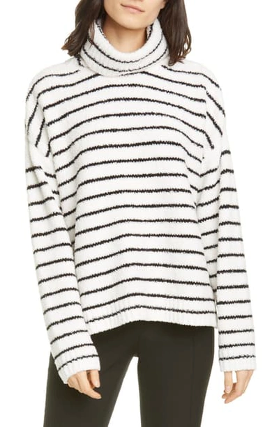 Shop Atm Anthony Thomas Melillo Stripe Chenille Sweater In Black/ Wwhite Combo