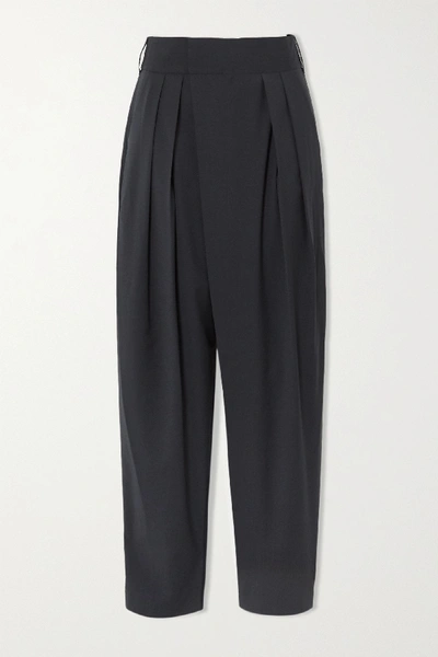 Shop Low Classic Pleated Woven Tapered Pants In Charcoal