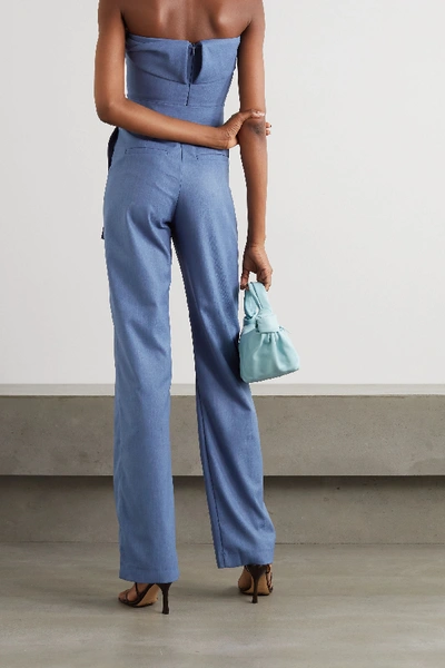 Shop Materiel Strapless Belted Woven Jumpsuit In Blue