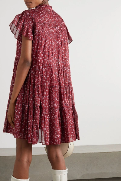 Shop Isabel Marant Étoile Lanikaye Tiered Cotton-voile Mini Dress In Red