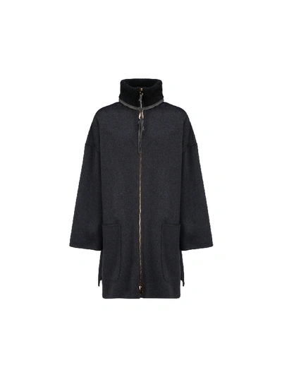 Shop Agnona Coat In Charcoal