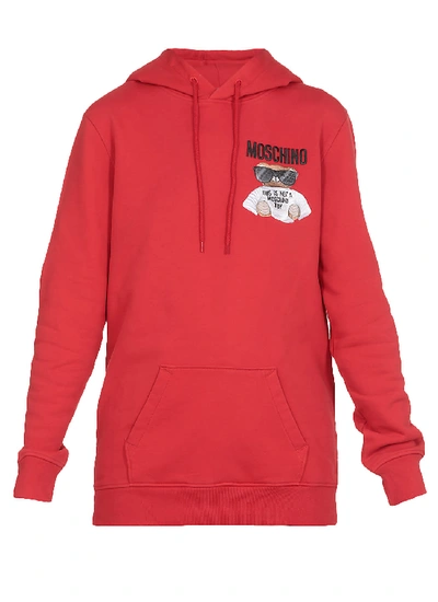 Shop Moschino Teddy Hoodie In Fantasy Print Red