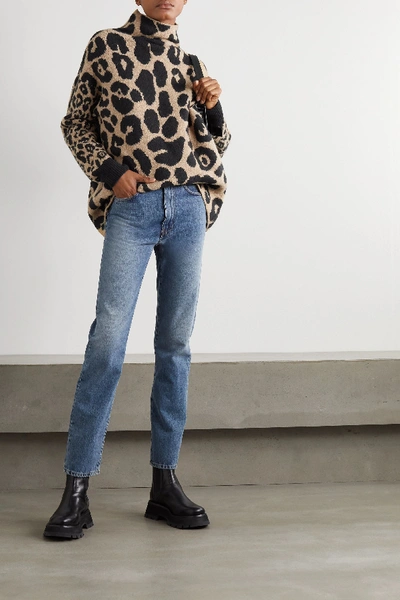 Shop Stella Mccartney Leopard-intarsia Knitted Sweater In Brown