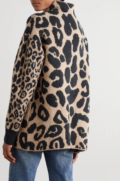 Shop Stella Mccartney Leopard-intarsia Knitted Sweater In Brown
