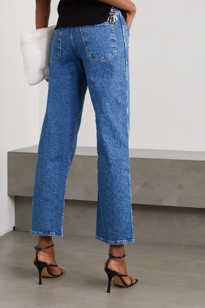 Shop Helmut Lang Factory Cropped High-rise Straight-leg Jeans In Mid Denim