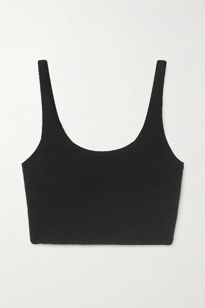 Shop Skin Clio Cropped Stretch Organic Pima Cotton-jersey Top In Black