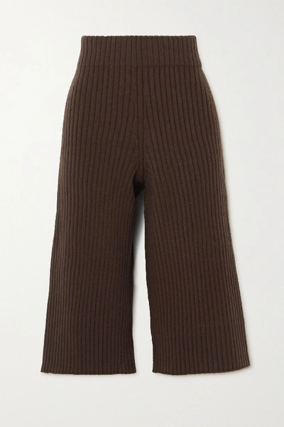 Shop Low Classic Ribbed-knit Culottes In Dark Brown