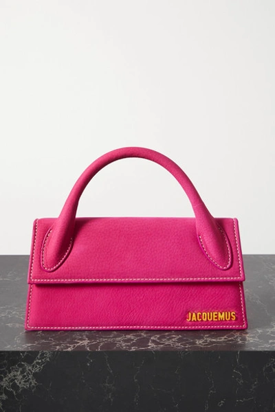Shop Jacquemus Le Chiquito Long Nubuck Tote In Bright Pink