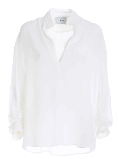 Shop Dondup Semi-transparent Loose Fit Blouse In White
