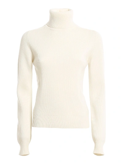 Shop Saint Laurent Cashmere Turtleneck Sweater In White