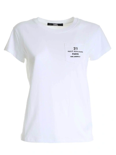Shop Karl Lagerfeld Address Logo Pocket T-shirt In White