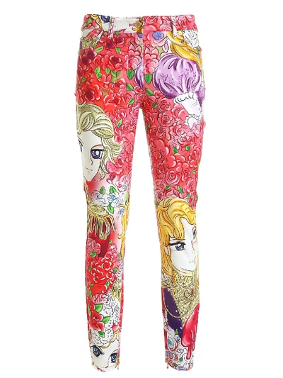 Shop Moschino Marie Antoinette Print Pants In Red